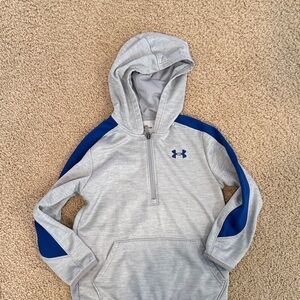 Under Armour Light Gray Hoodie with Blue Accents